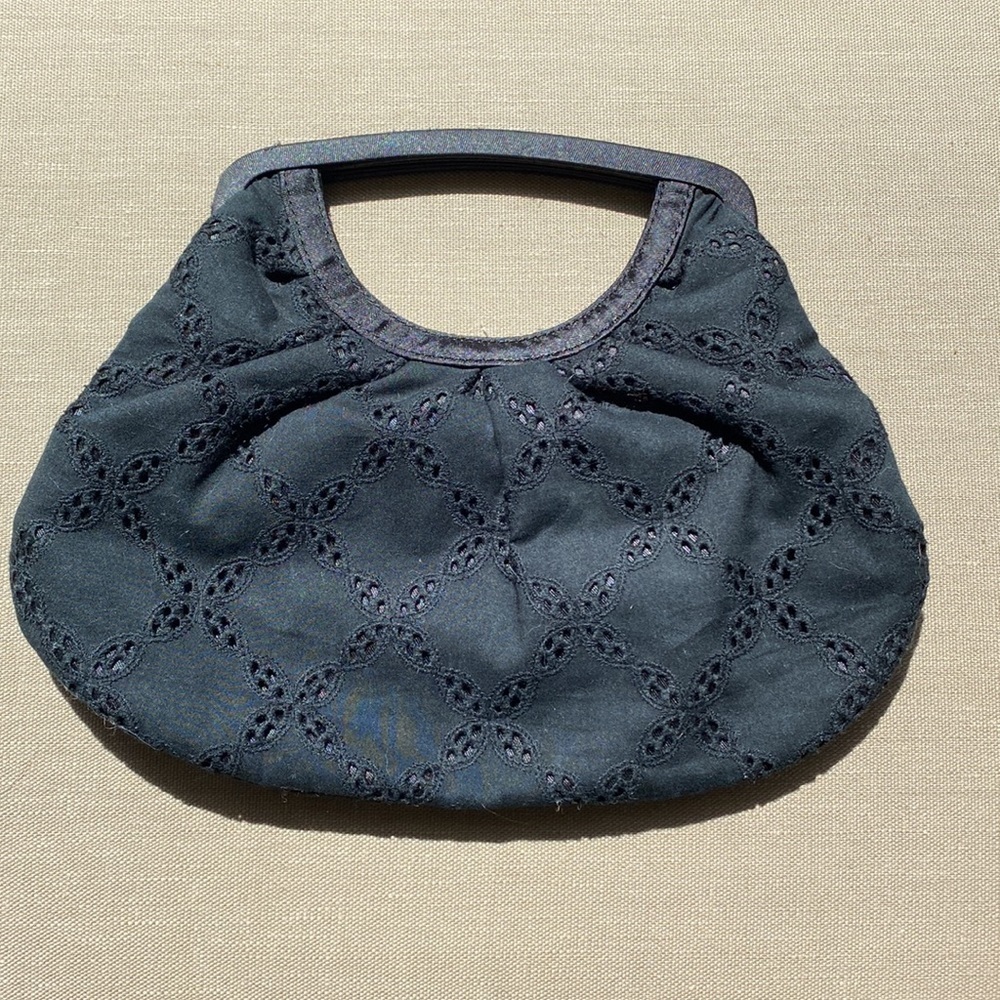 LOFT Black Eyelet Purse Clutch
